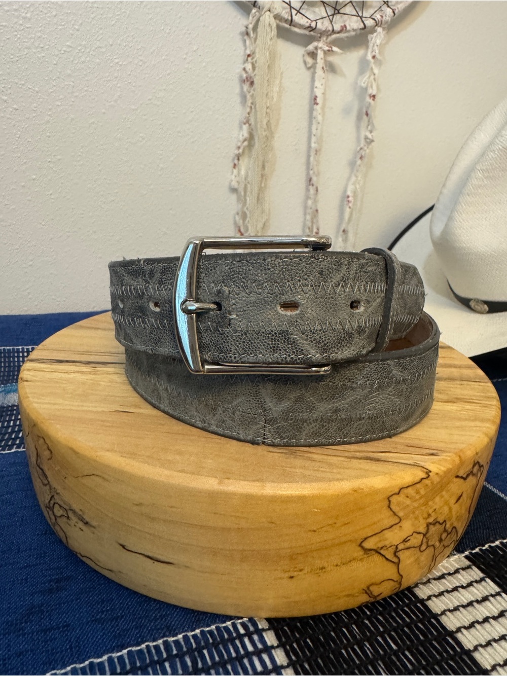 VINTAGE Tony Lama Genuine Elephant Exotic Leather Texas USA Western Belt Size 35